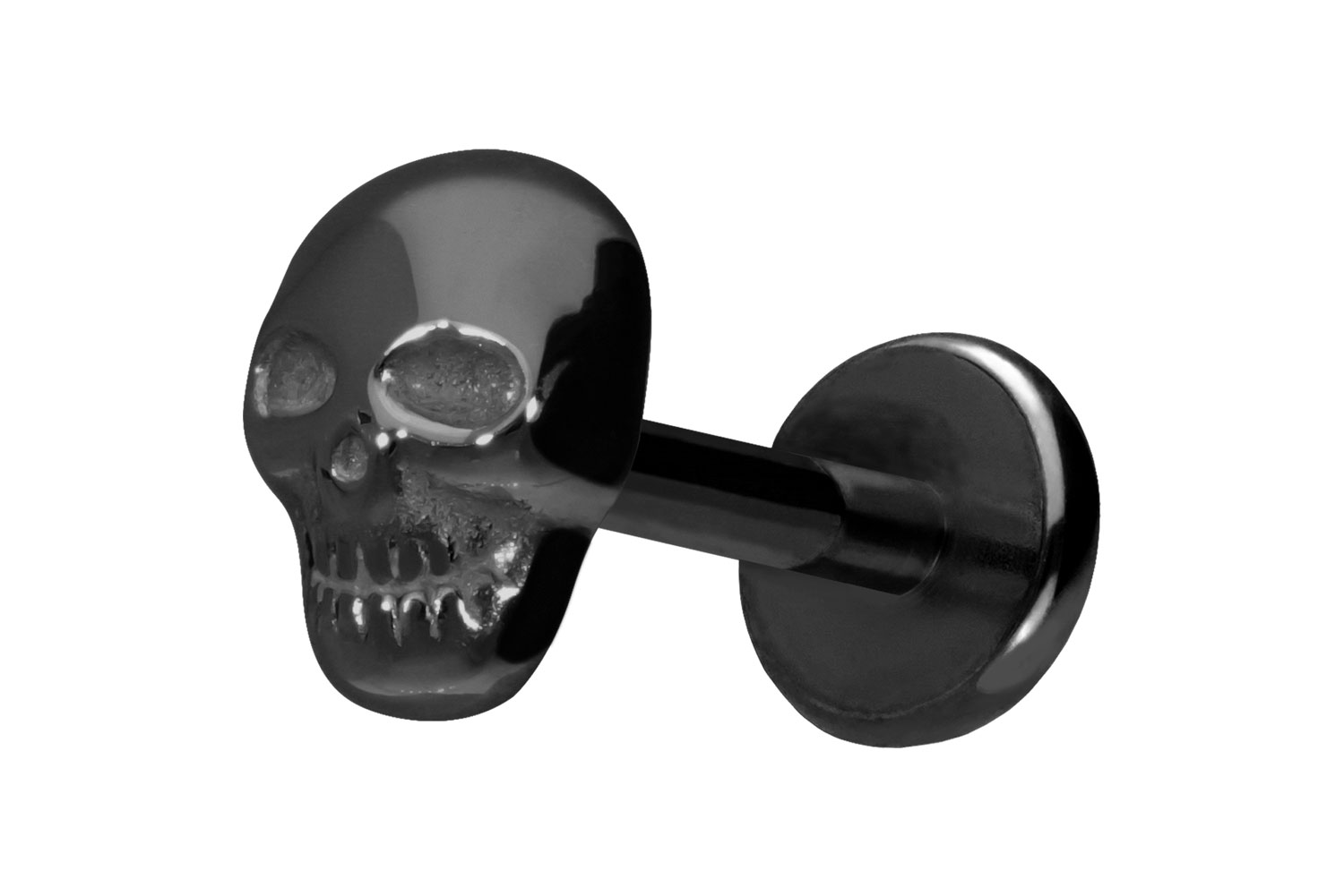 Titan Labret Piercing mit Push Fit TOTENKOPF